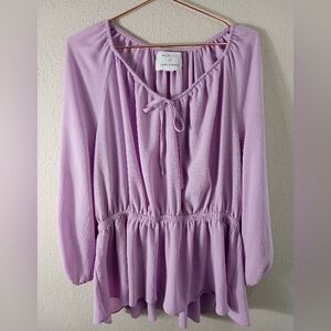 Women's Lane Bryant Beauti Curve Lilac Drawstring Top sz 18